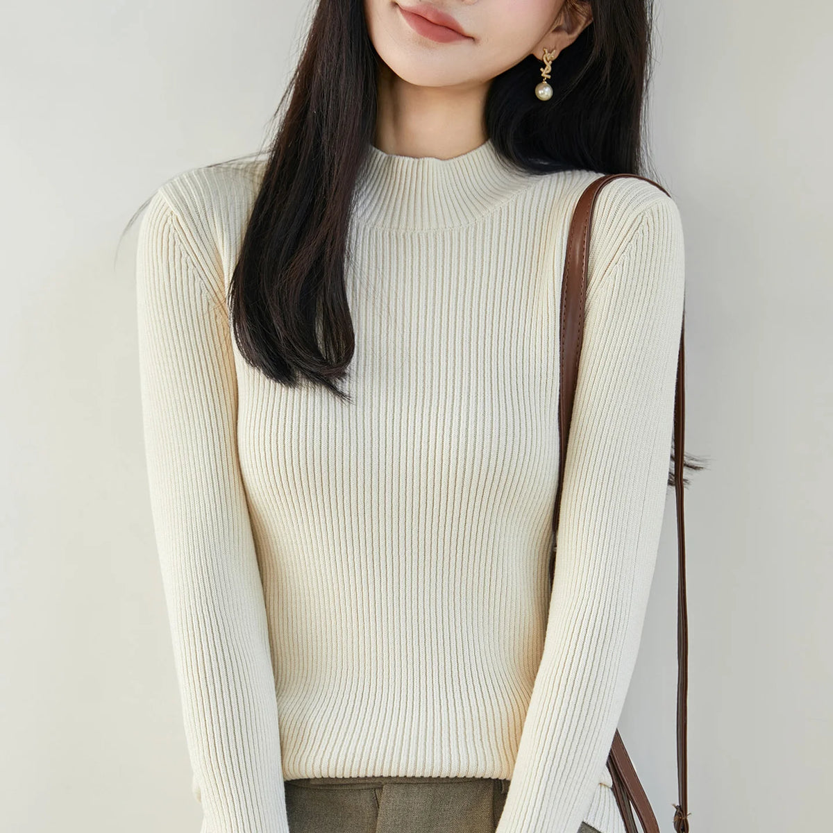 Ribbed Mock-Neck Top