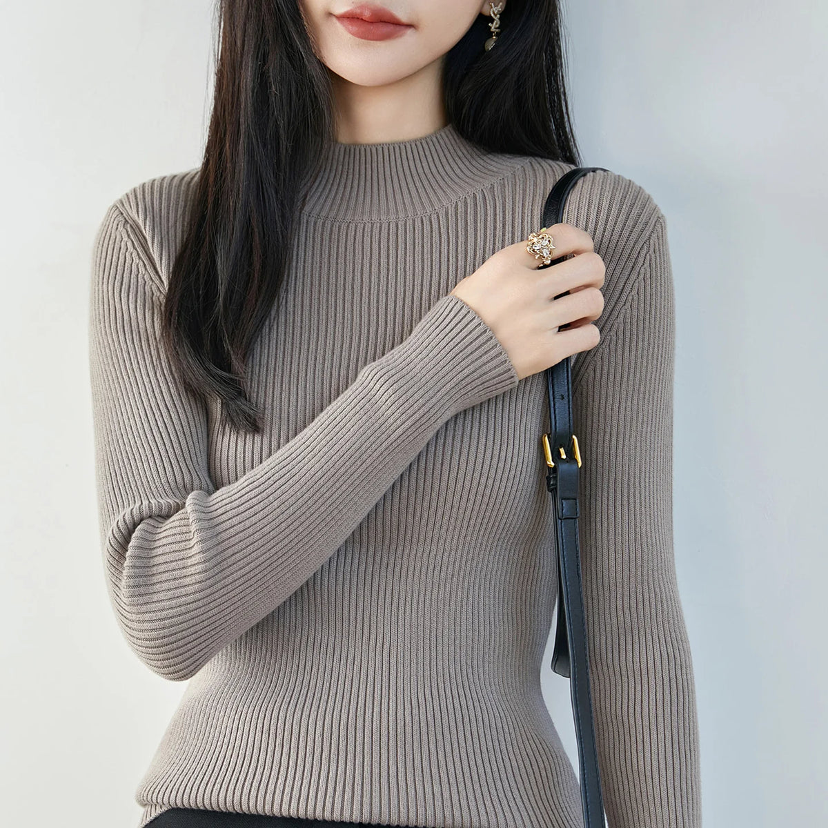 Ribbed Mock-Neck Top