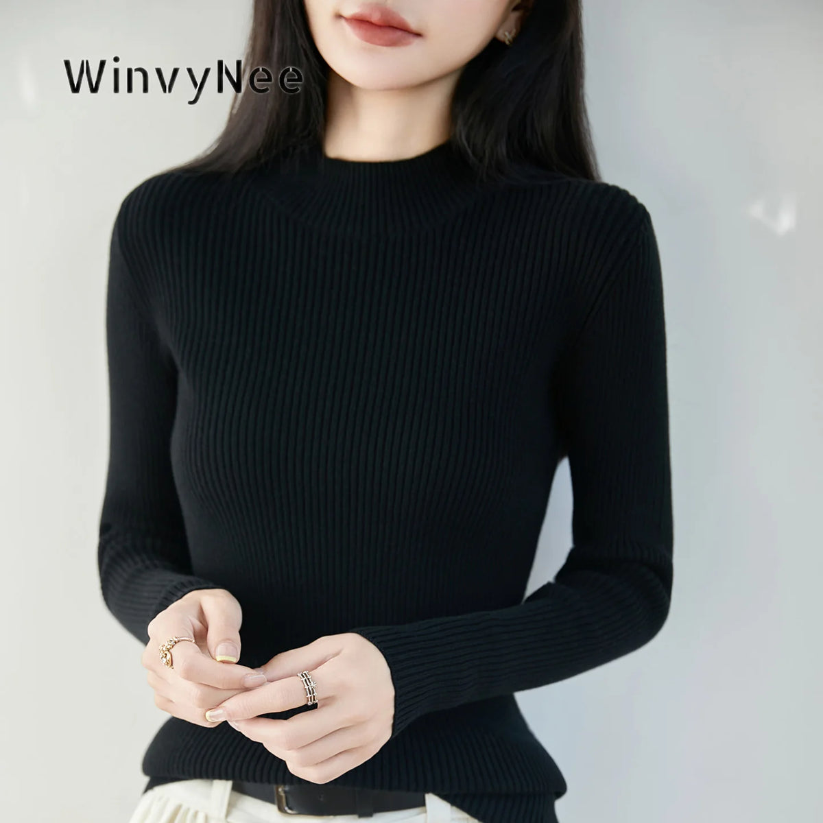 Ribbed Mock-Neck Top