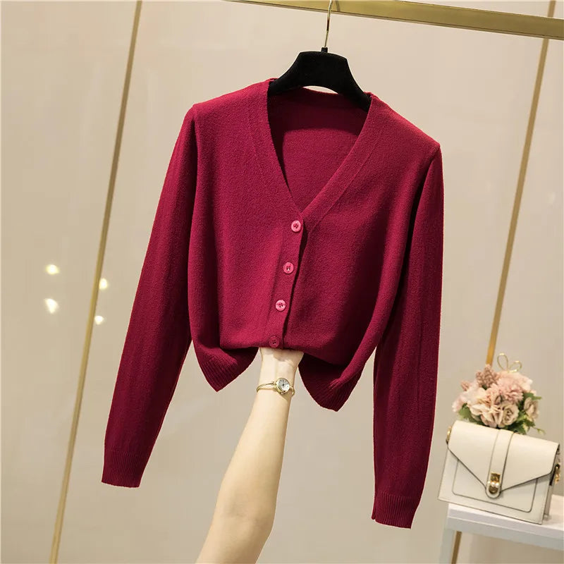 Cropped V-Neck Cardigan