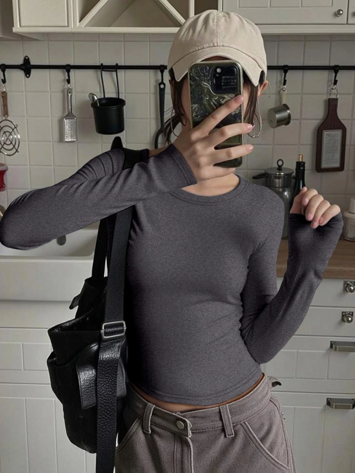 Crew-Neck Long-Sleeve Top