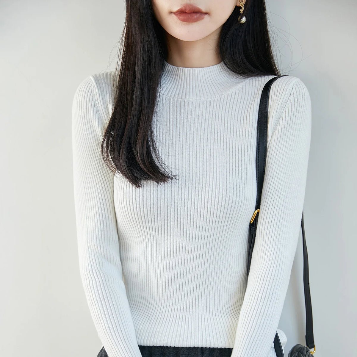 Ribbed Mock-Neck Top